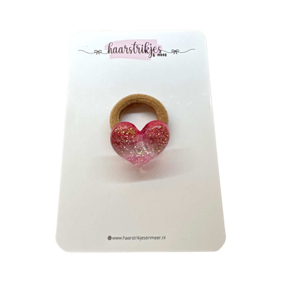 Elastiekje | Klein - Glitter hartje