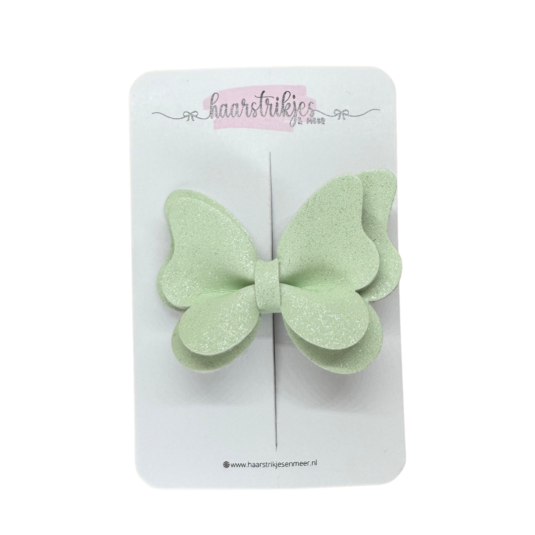 Vlinder small - Pastel groen subtiel glitter