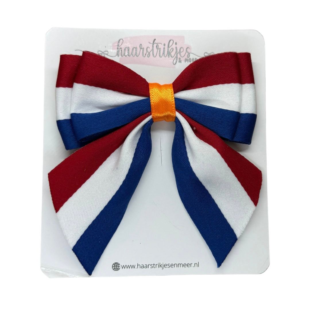 Lint - Rood/wit/blauw strik dubbel large