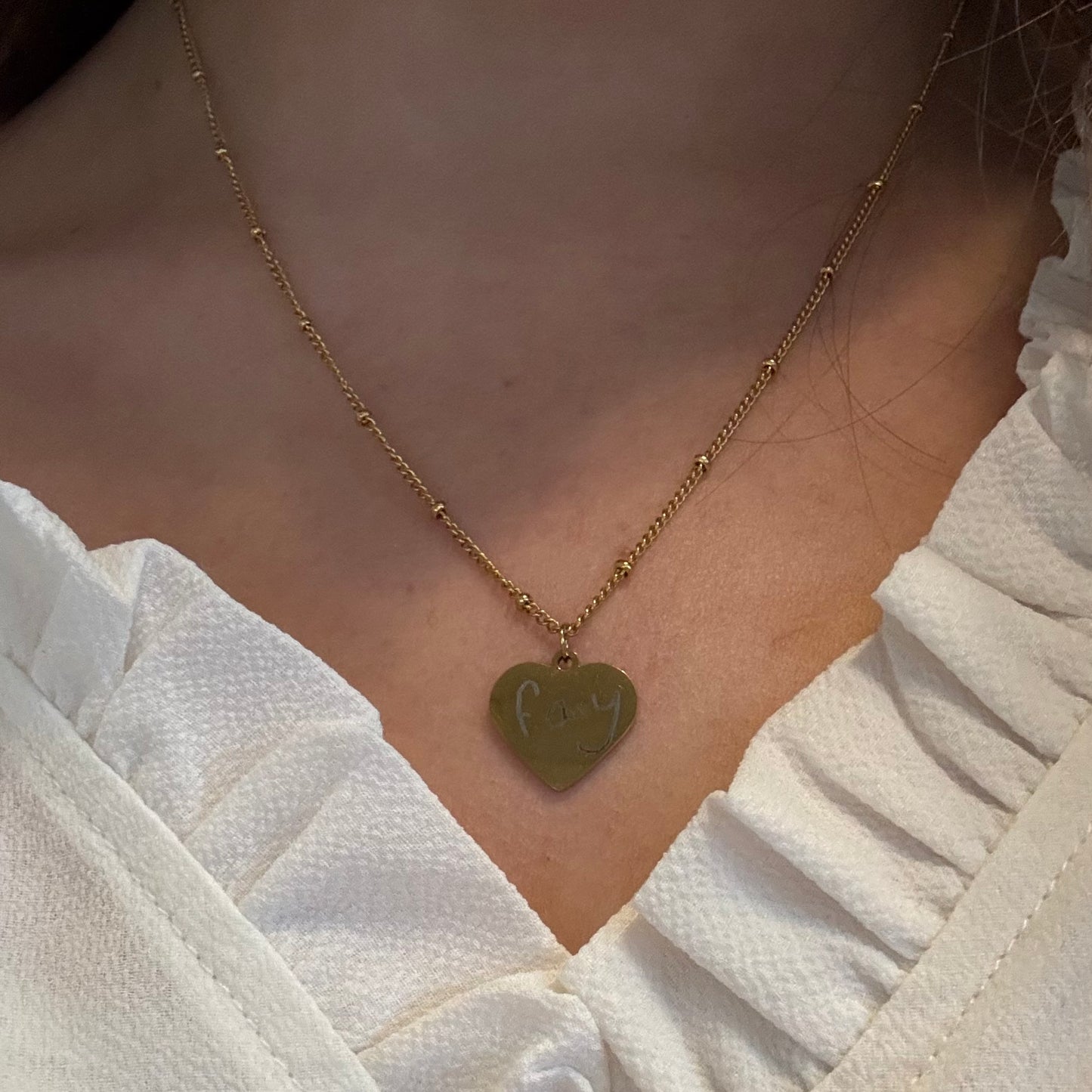Ketting - Goud hartje groot rvs eigen geschreven naam