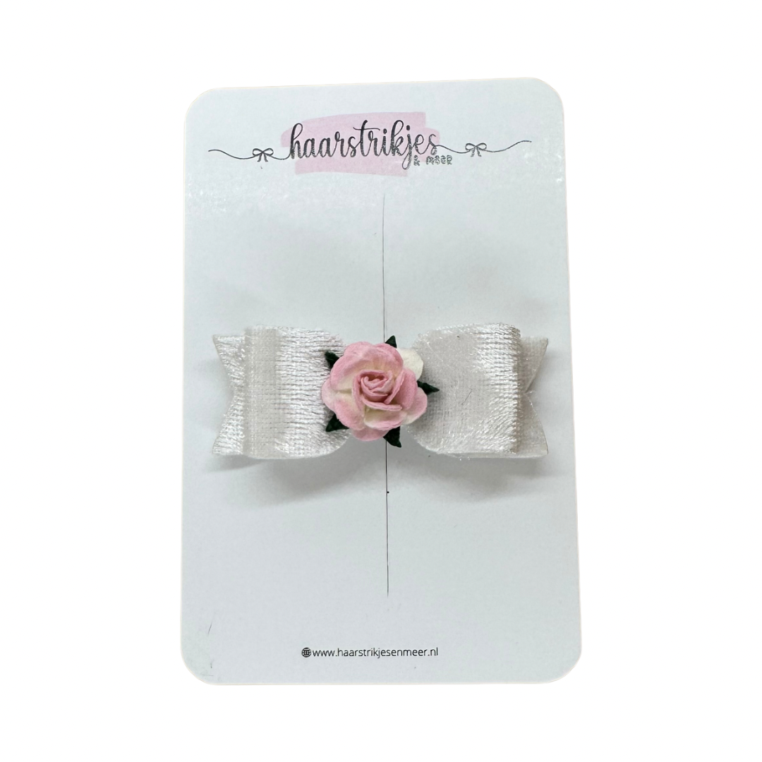 Mini - Wit met roze bloemetje