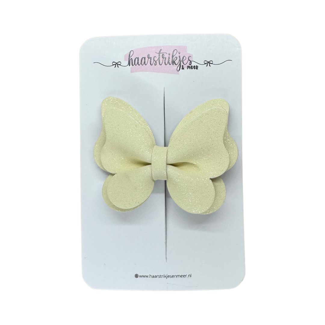 Vlinder small - Pastel geel subtiel glitter