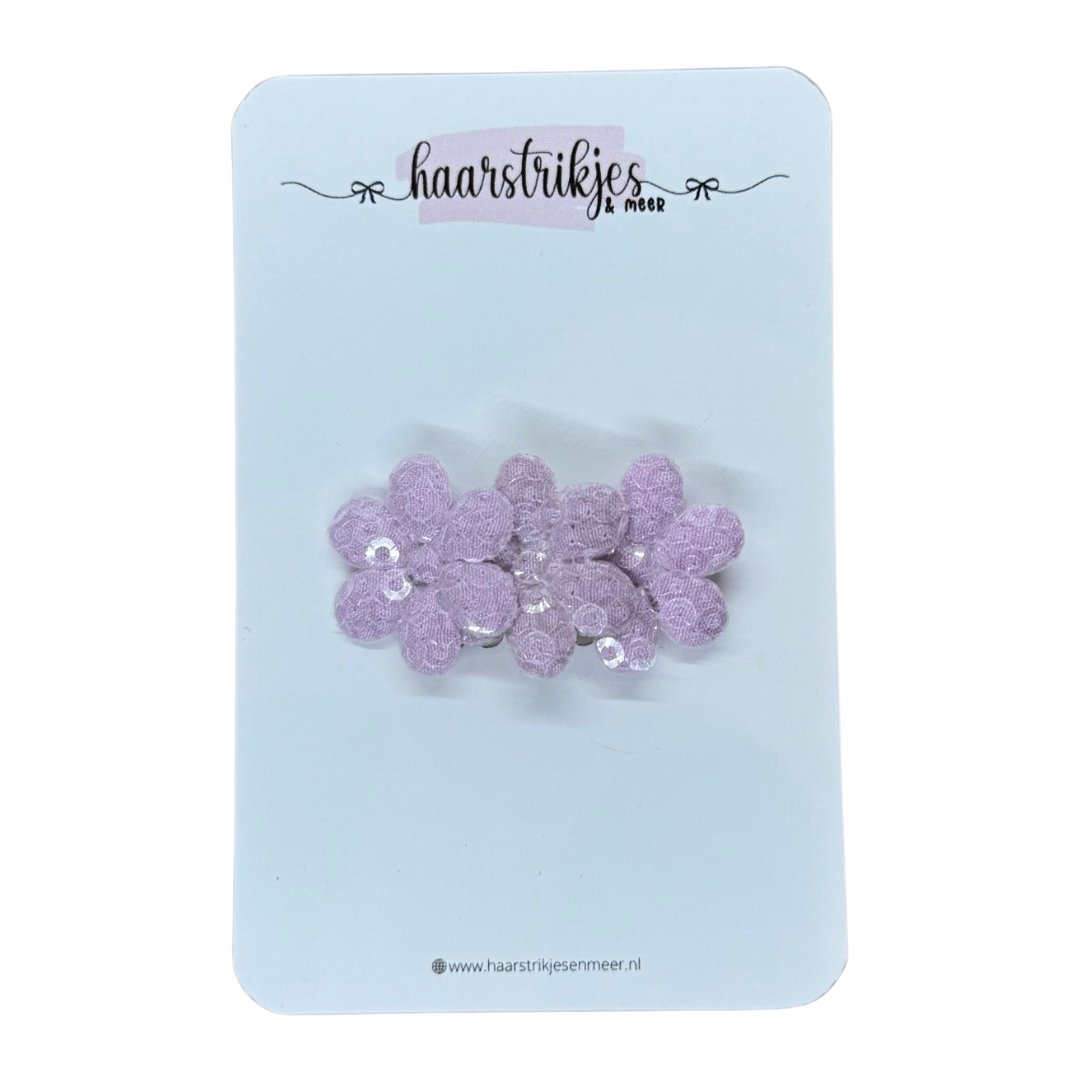 Antislip clipje - Bloem pailleten lila