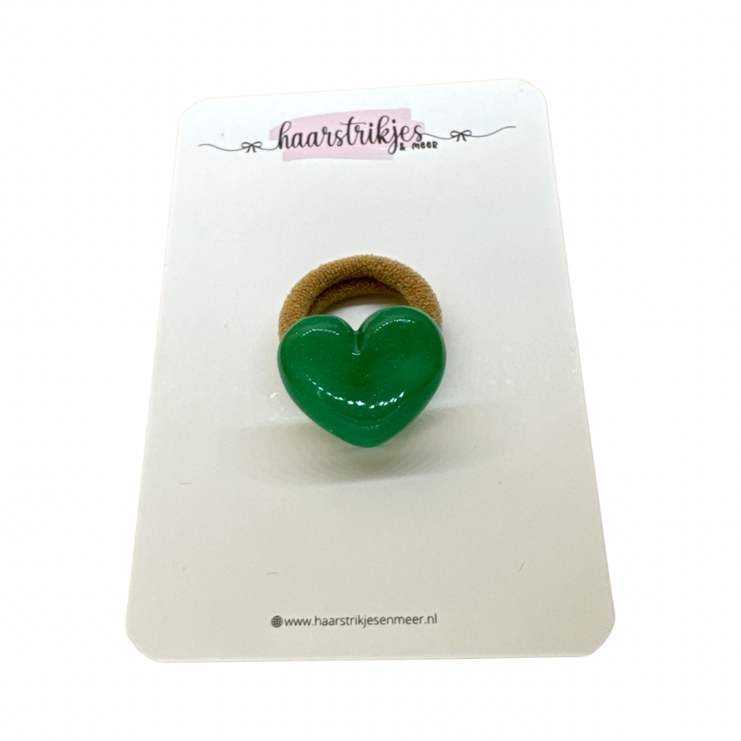 Elastiekje | Klein - Groen hartje