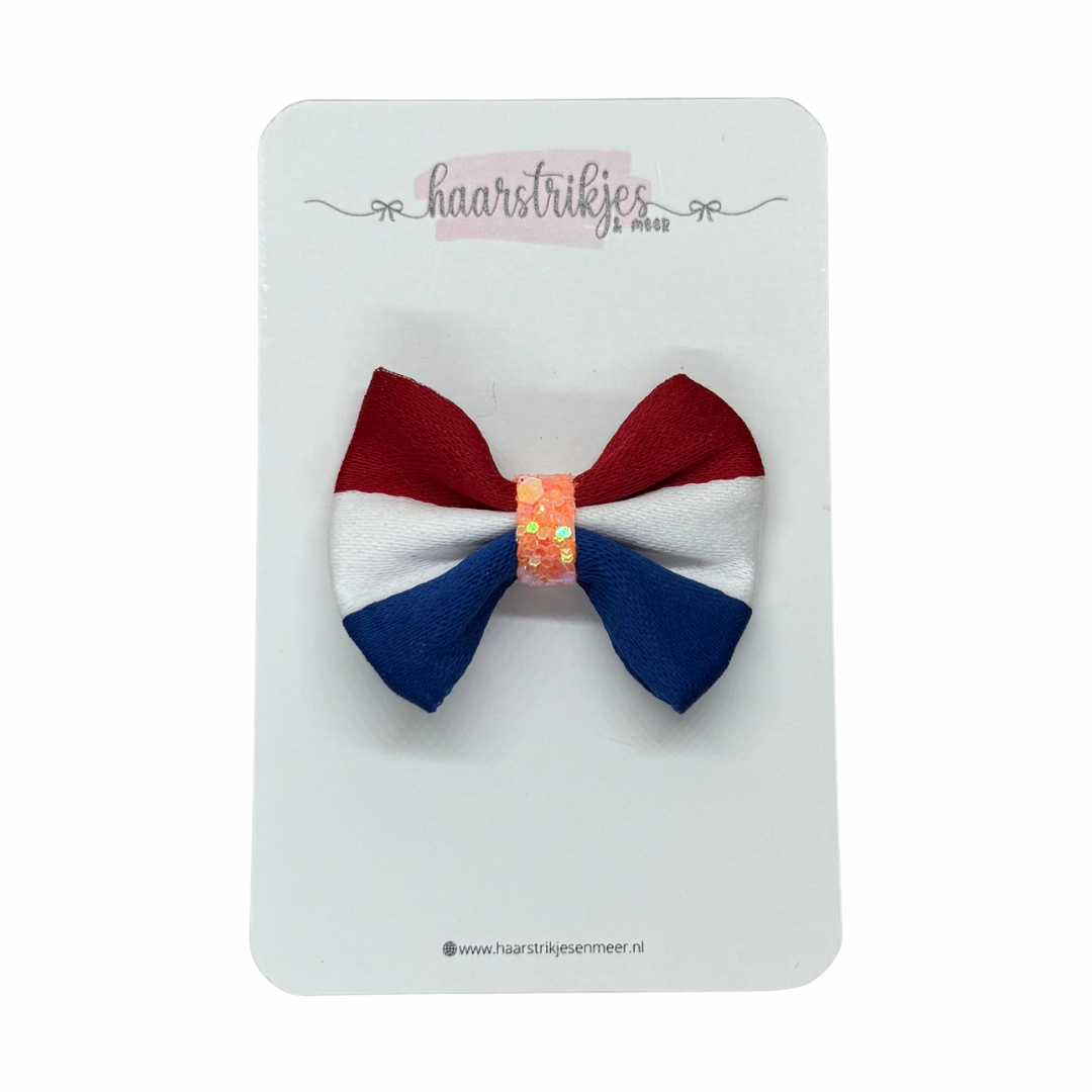 Lint - Rood/wit/blauw strikje glitter bandje