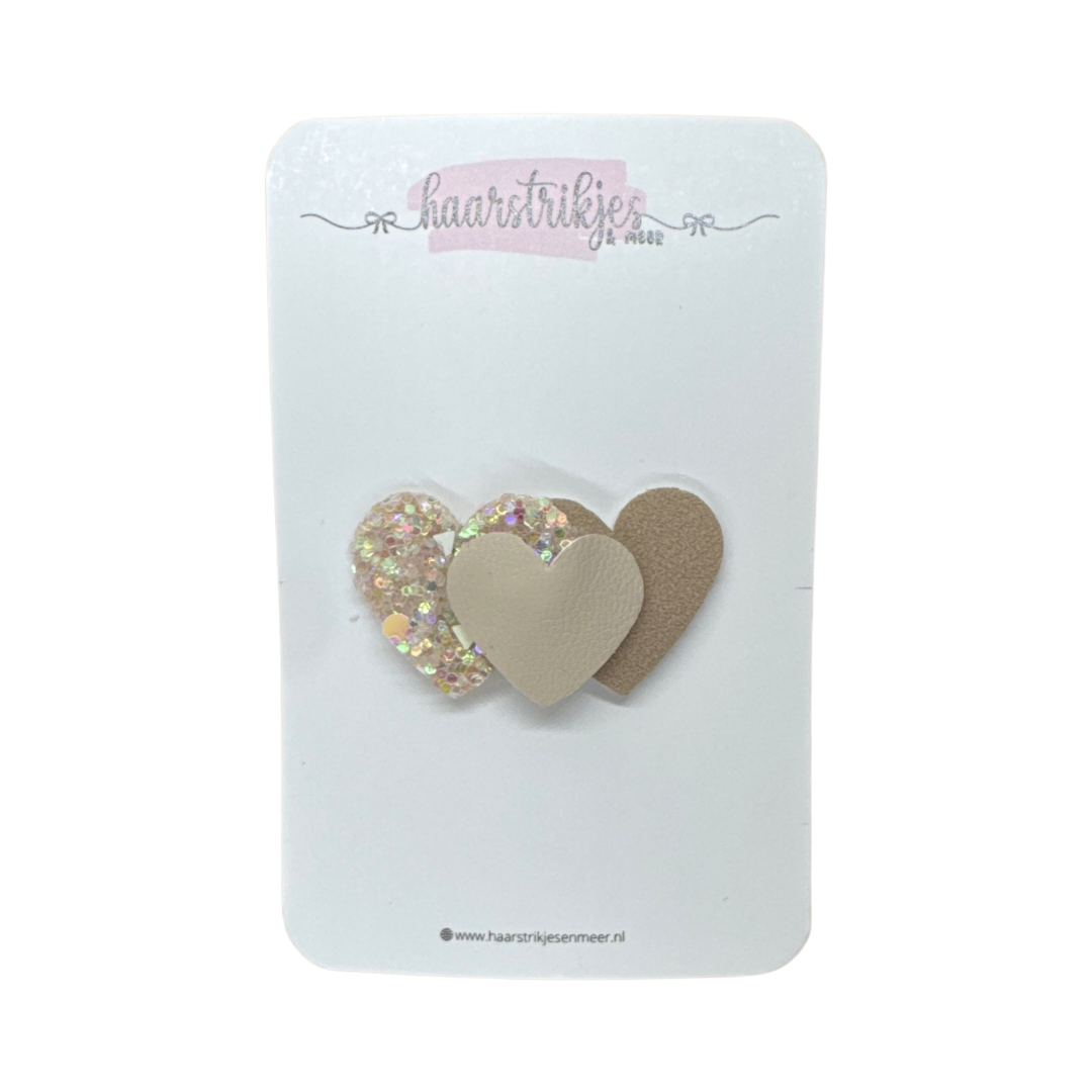 Antislip clipje - Hartjes beige