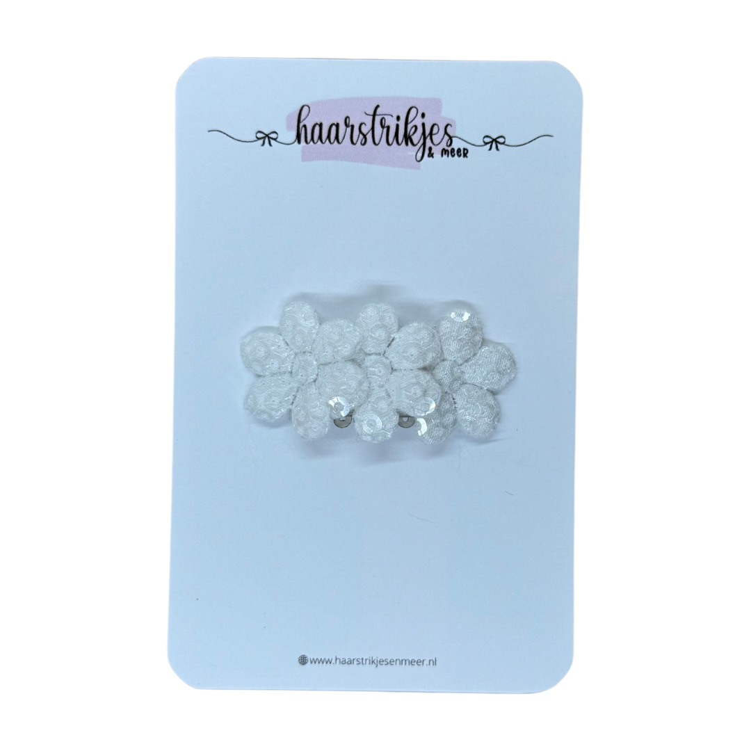 Antislip clipje - Bloem pailleten wit