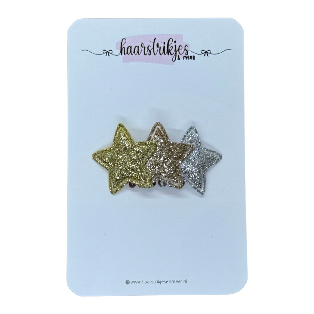 Antislip clipje - Ster goud/rose/zilver glitter