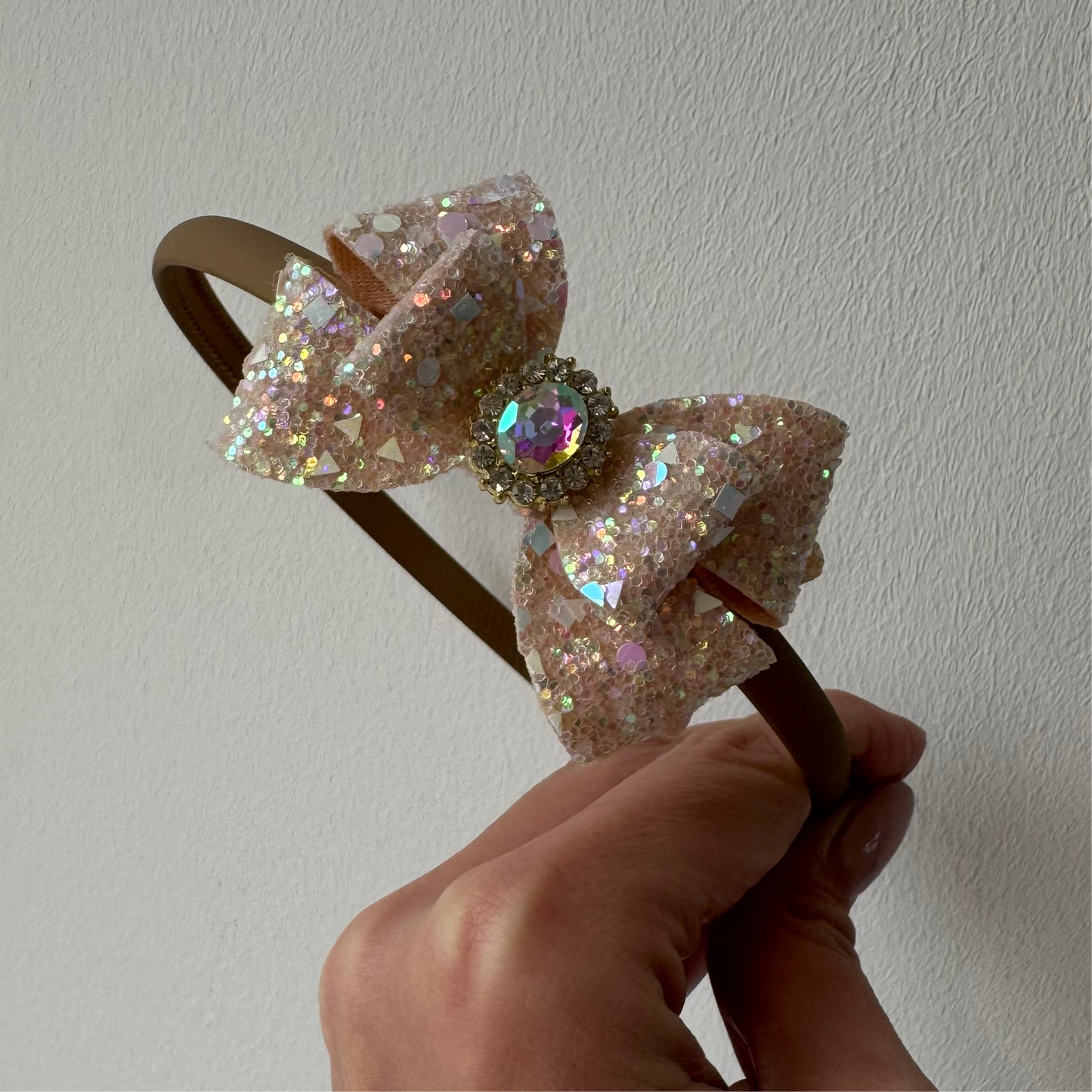 Diadeem - Beige glitter