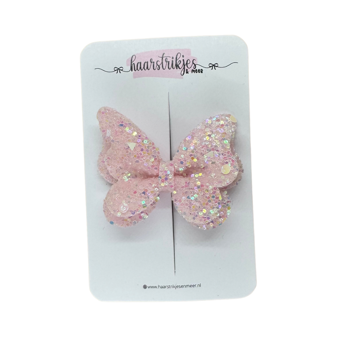 Vlinder small - Licht roze glitter