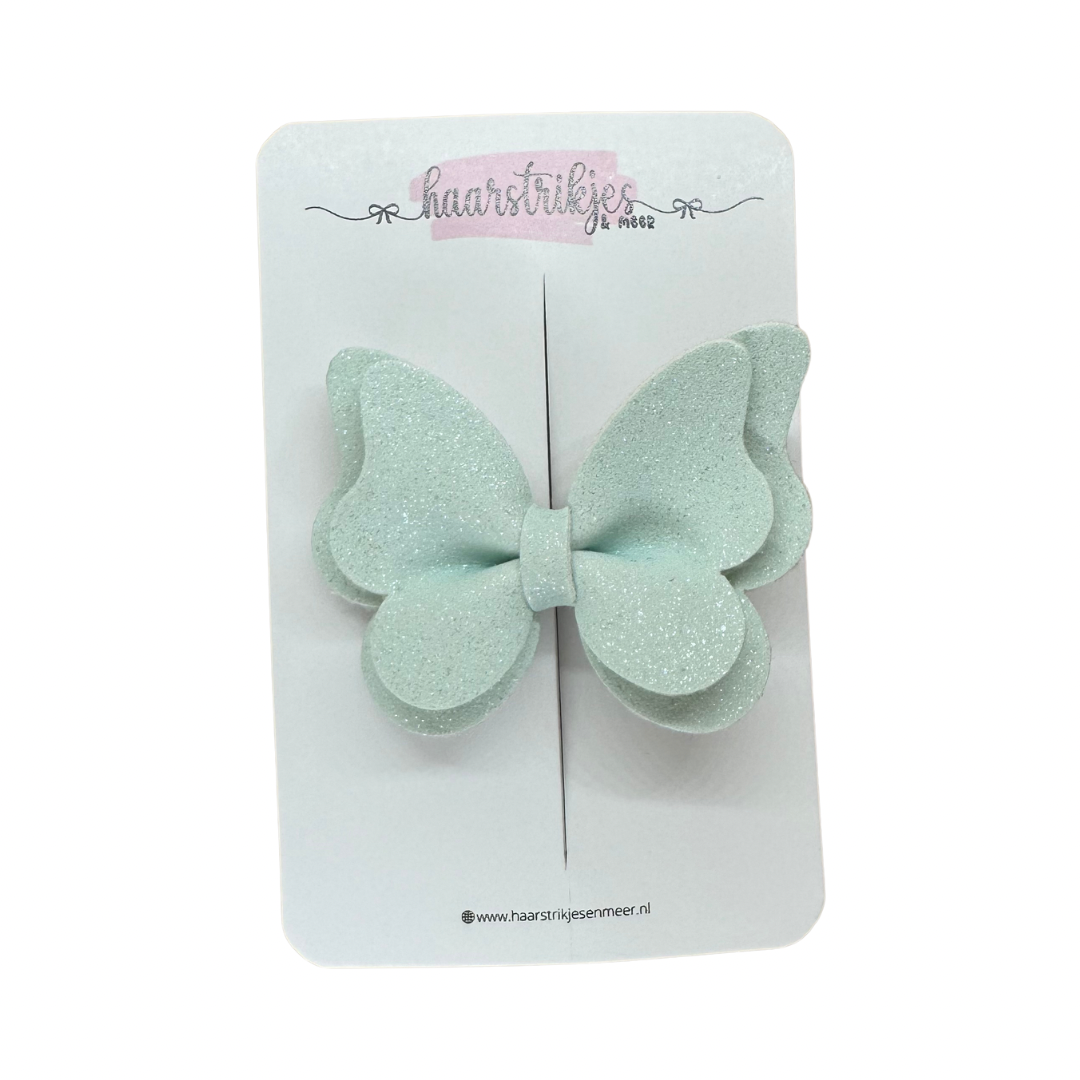 Vlinder small - Pastel blauw subtiel glitter
