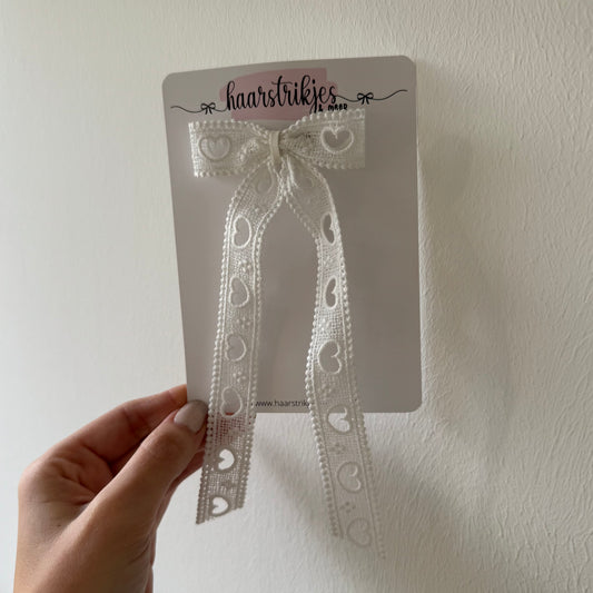Lint lang - Wit kanten hartjes