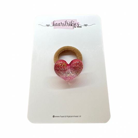 Elastiekje | Klein - Glitter hartje