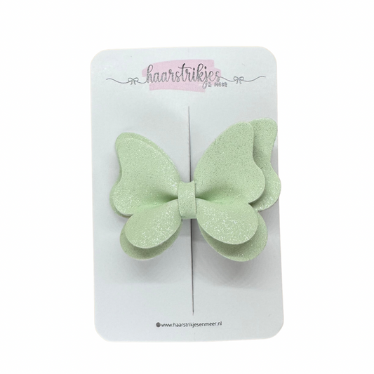 Vlinder small - Pastel groen subtiel glitter