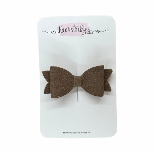 Ivy - Bruin suede subtiel glitter