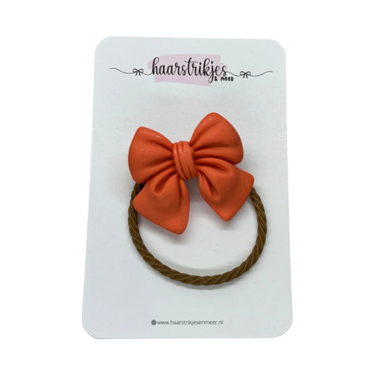 Elastiekje | Groot - Oranje strikje