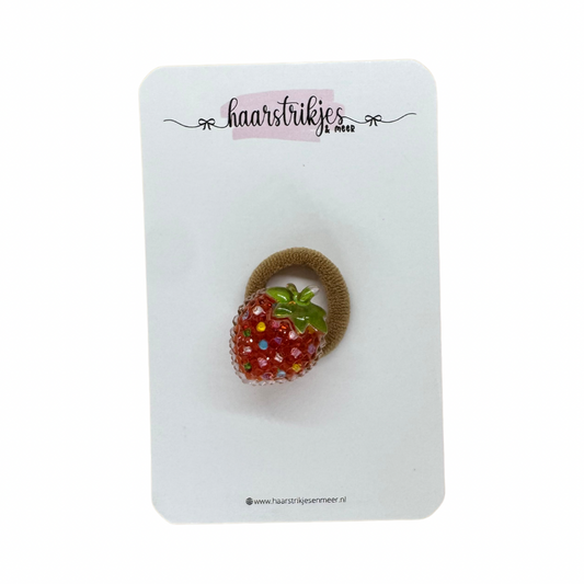 Elastiekje | Klein - Glitter aardbei