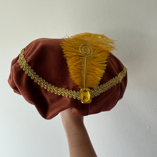 Sinterklaas | Pieten mutsje - Terracotta/goud deluxe