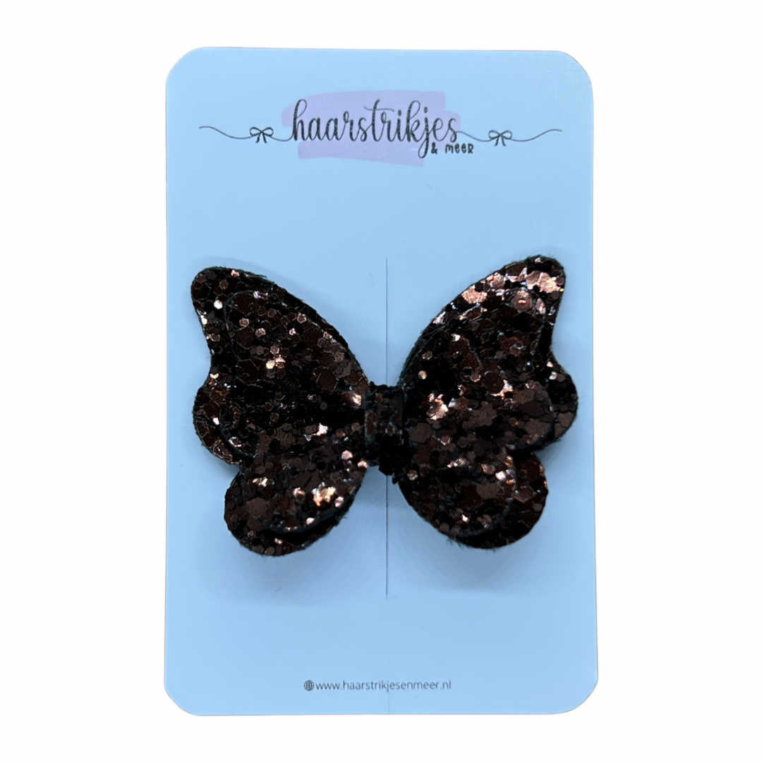 Vlinder small - Bruin glitter