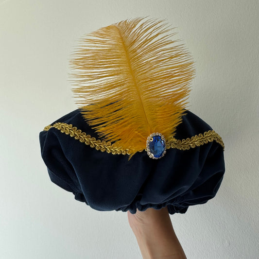 Sinterklaas | Pieten mutsje - Blauw/goud deluxe