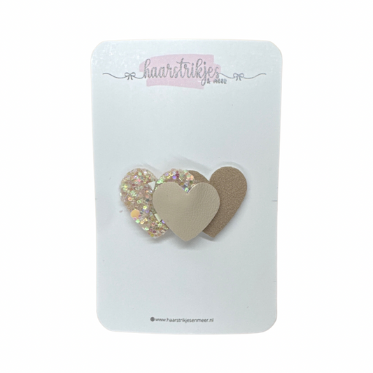 Antislip clipje - Hartjes beige