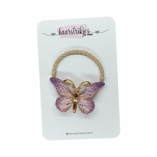 Elastiekje | Groot - Lila vlindertje