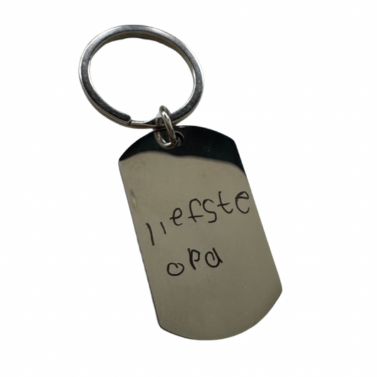 Sleutelhanger (RVS) eigen geschreven tekst - Zilver