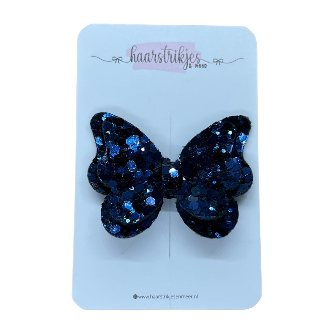 Vlinder small - Donker blauw glitter