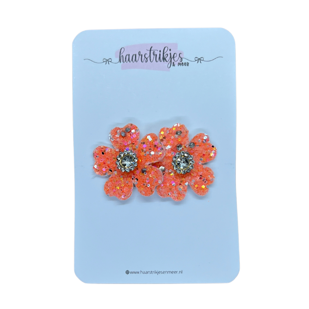 Koningsdag - Antislip bloemetjes grove glitter