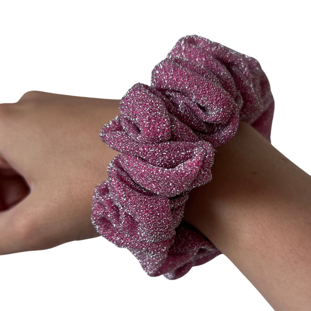 Scrunchie - Roze fijne glitter