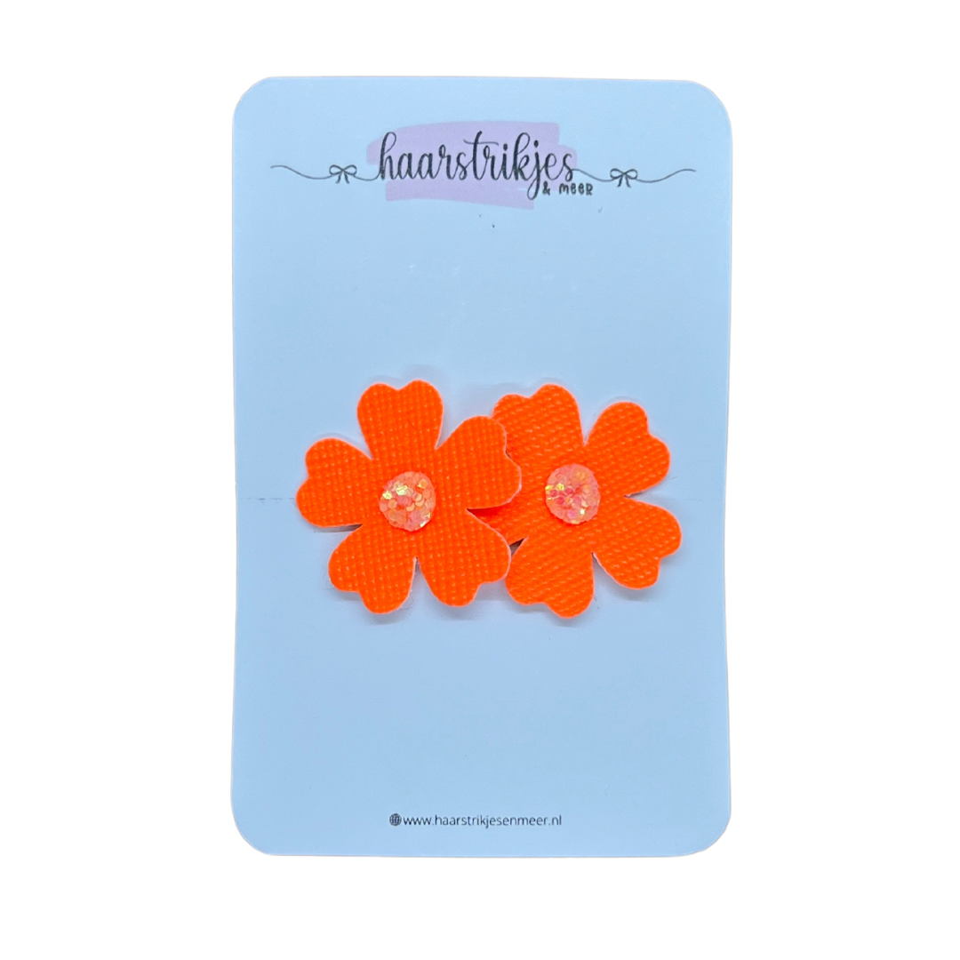 Koningsdag - Antislip bloemetjes fel oranje