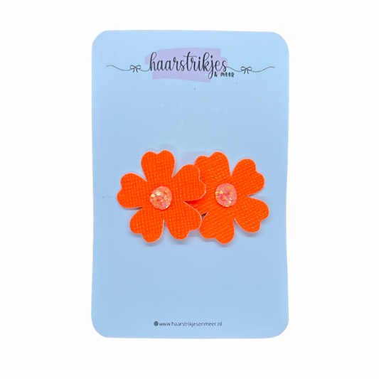 Koningsdag - Antislip bloemetjes fel oranje