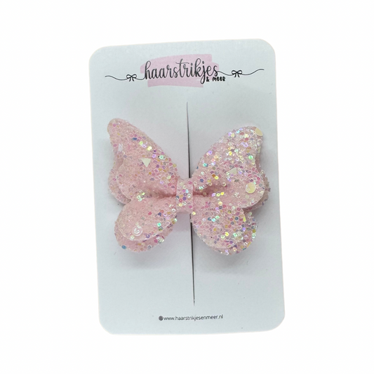 Vlinder small - Licht roze glitter