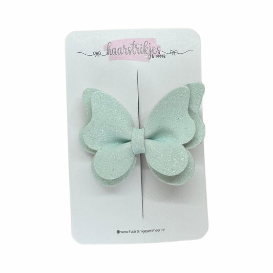 Vlinder small - Pastel blauw subtiel glitter